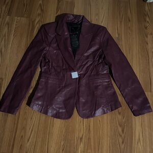 Bod & Christensen Vintage Purple Single Breasted Leather Blazer Jacket Retro Y2k